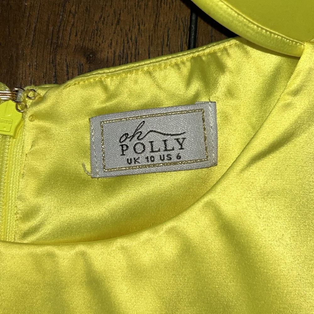 oh POLLY ‘Ahead Of The Curve' Underwired Satin Mini Dress in Neon Yellow - Picture 8 of 16